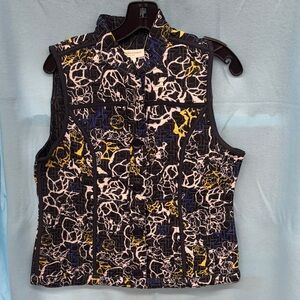 Christopher & Banks Black and Yellow Floral Vest